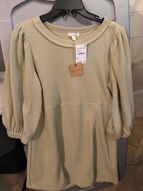 Blu Pepper Olive Green Ribbed Tunic Top